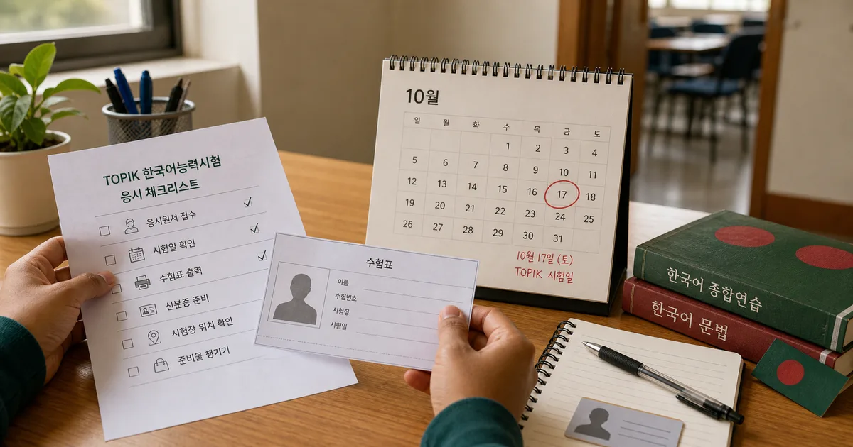 방글라데시 제108회 TOPIK 신청 완료 표시: 10월 17일 AIUB 시험 전 확인할 것